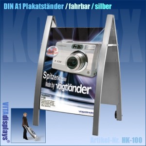 Kundenstopper aus Metall von VITAdisplays® im Format DIN A1