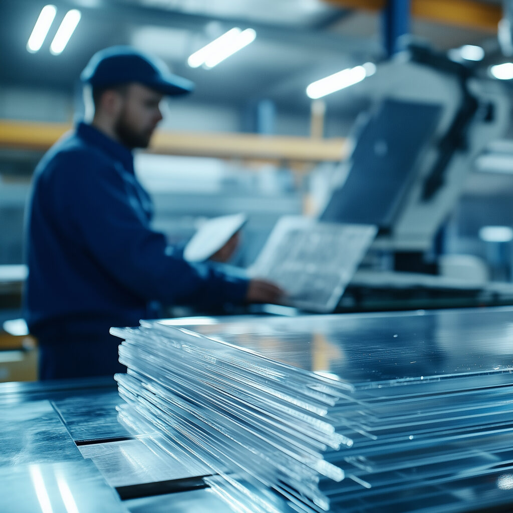 Diamantpolierte hochglaenzende L-Ständer als Tischaufsteller