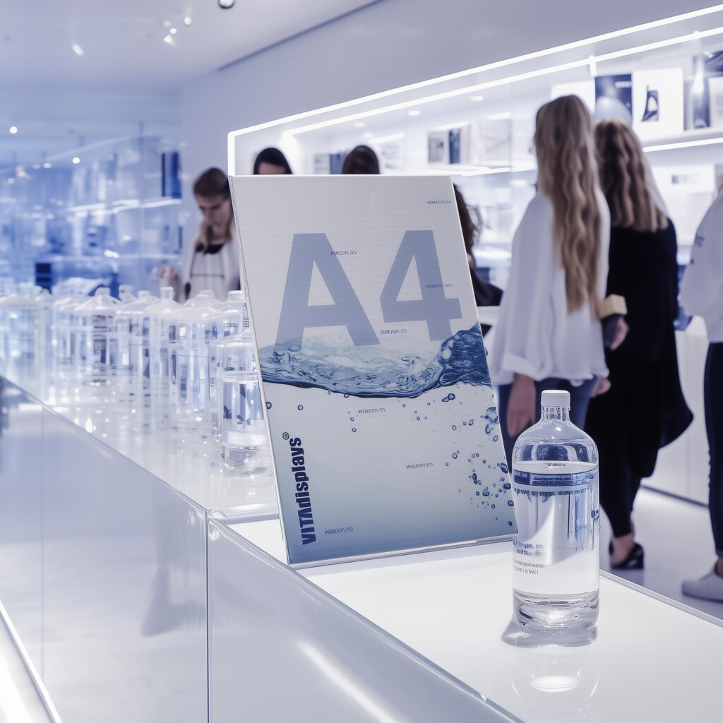 Schöner L-Ständer als transparenter Tischaufsteller