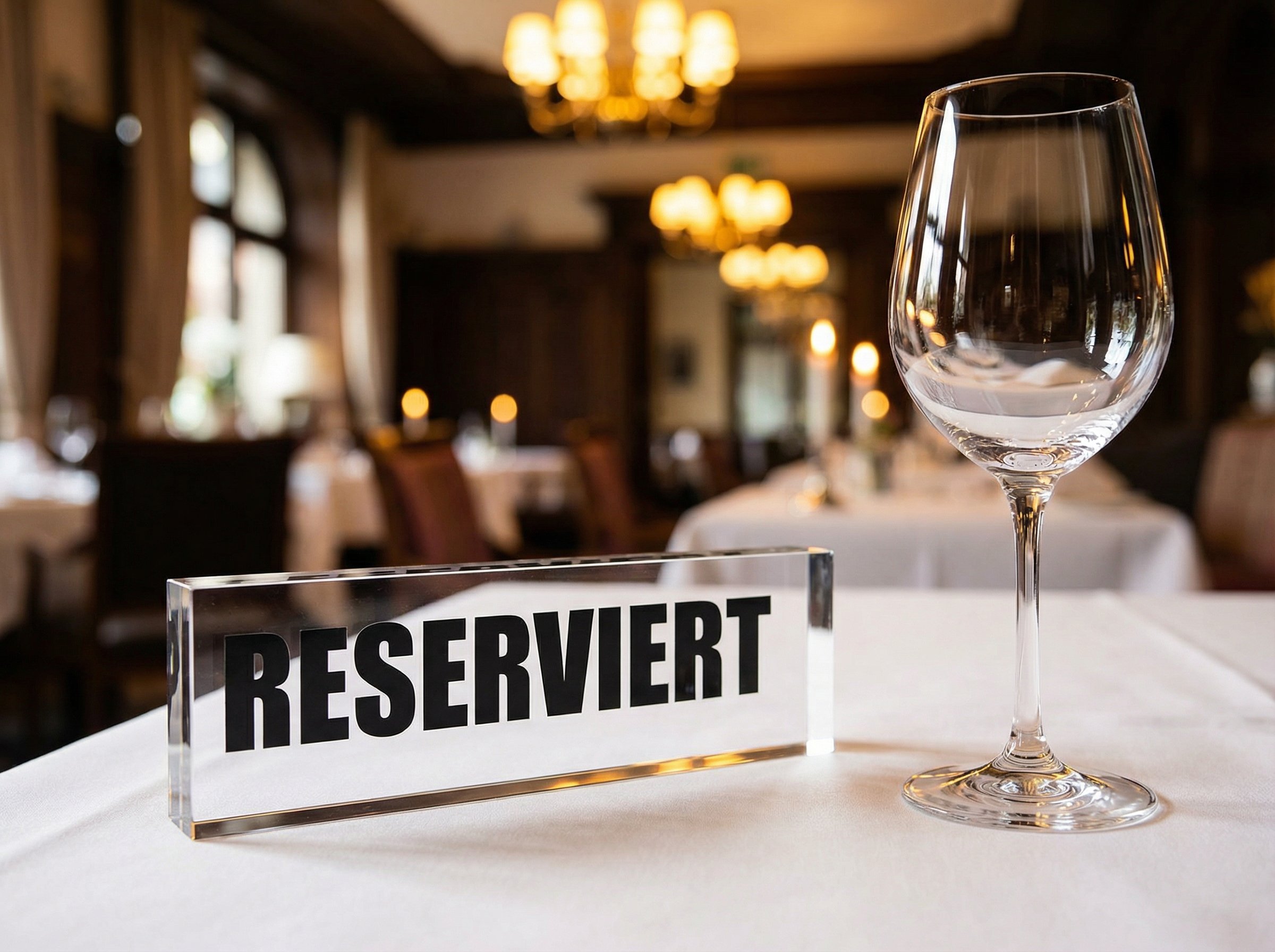 Acrylblock aus PLEXIGLAS als Reserviert-Schild in einem Restaurant