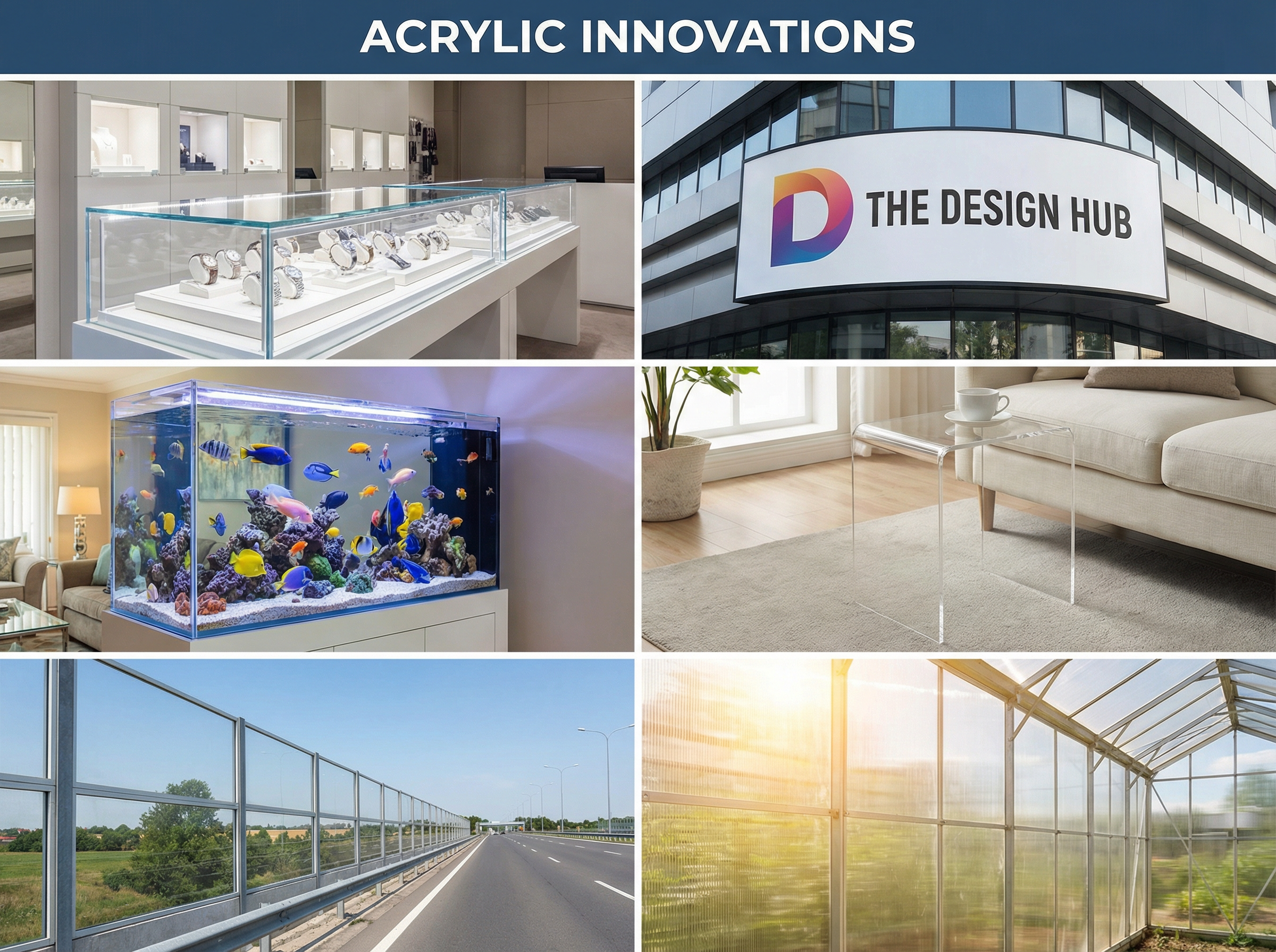 PMMA Kunststoff Anwendungen: Displays, Windschutz, Werbeschilder und Aquarien aus Acrylglas