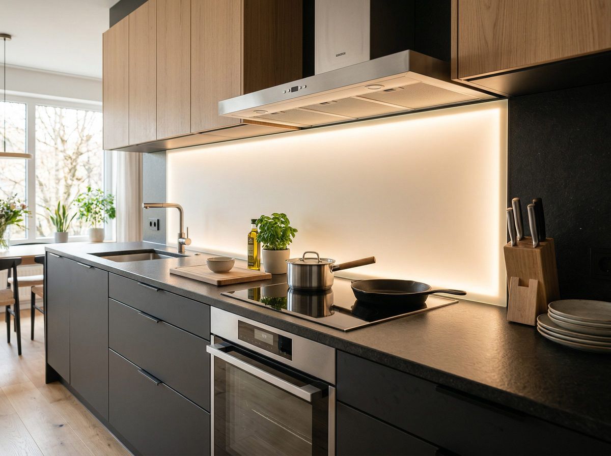 PLEXIGLAS® Küchenrückwand als Spritzschutz mit LED-Beleuchtung