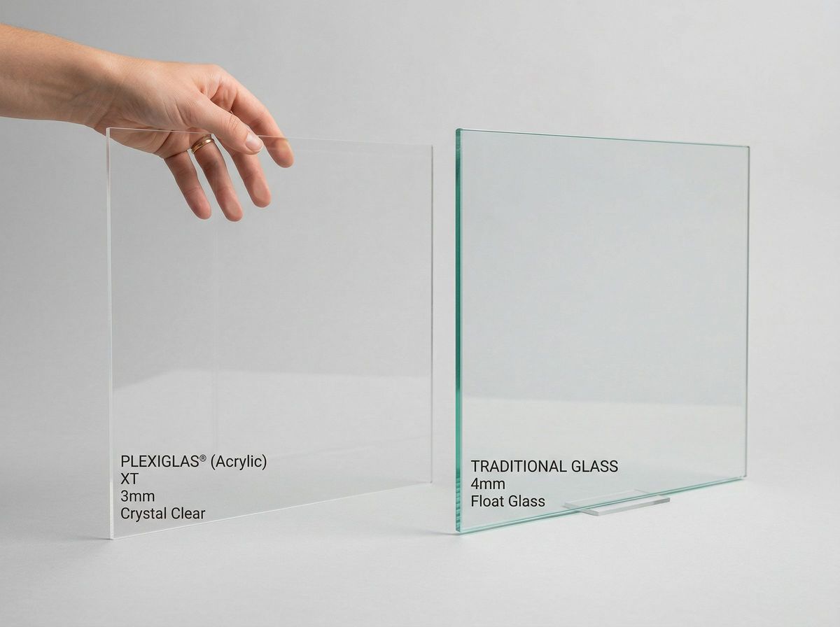 Vergleich: PLEXIGLAS® Acrylglas vs. traditionelles Glas – Gewicht und Transparenz