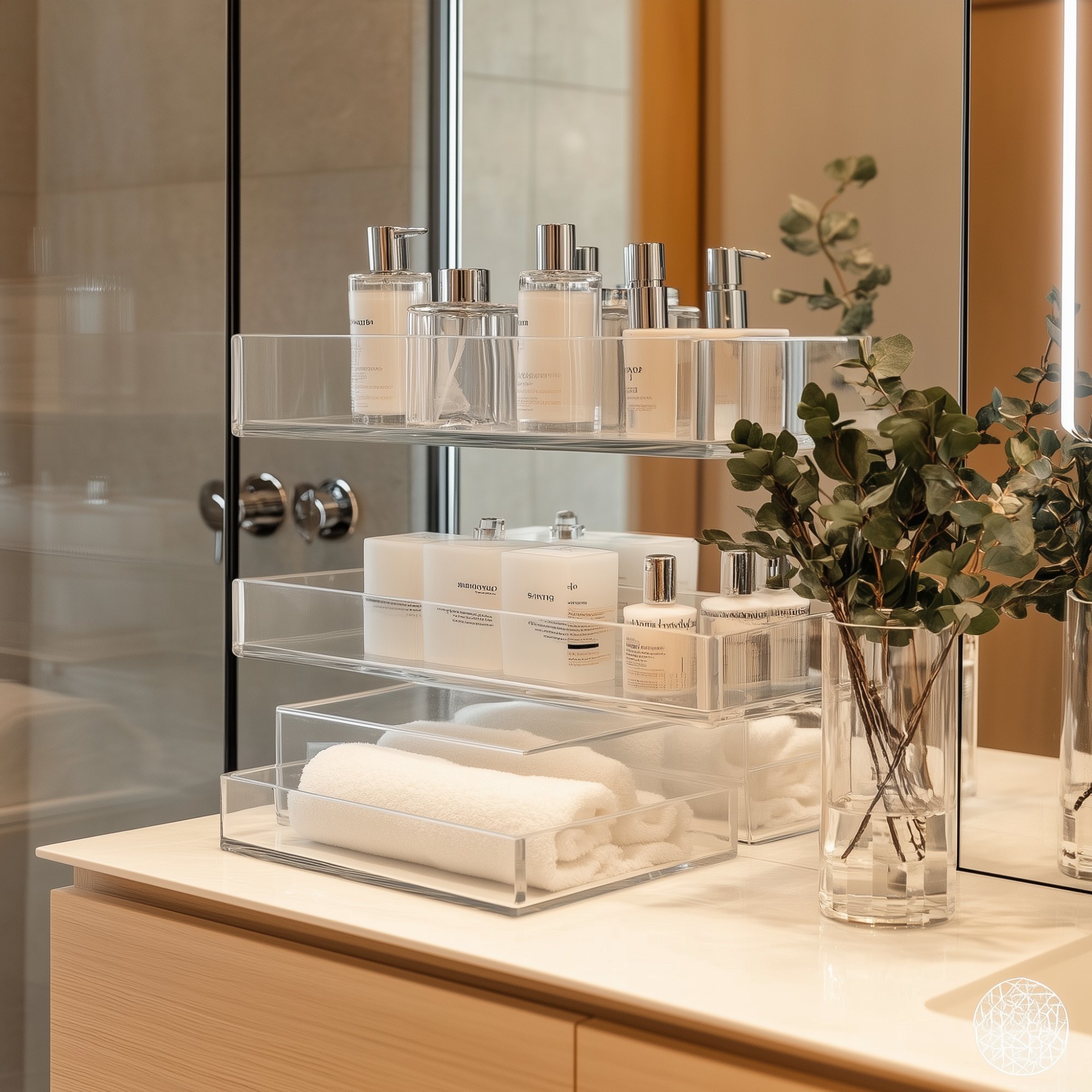Badezimmer-Organizer aus transparentem Acrylglas