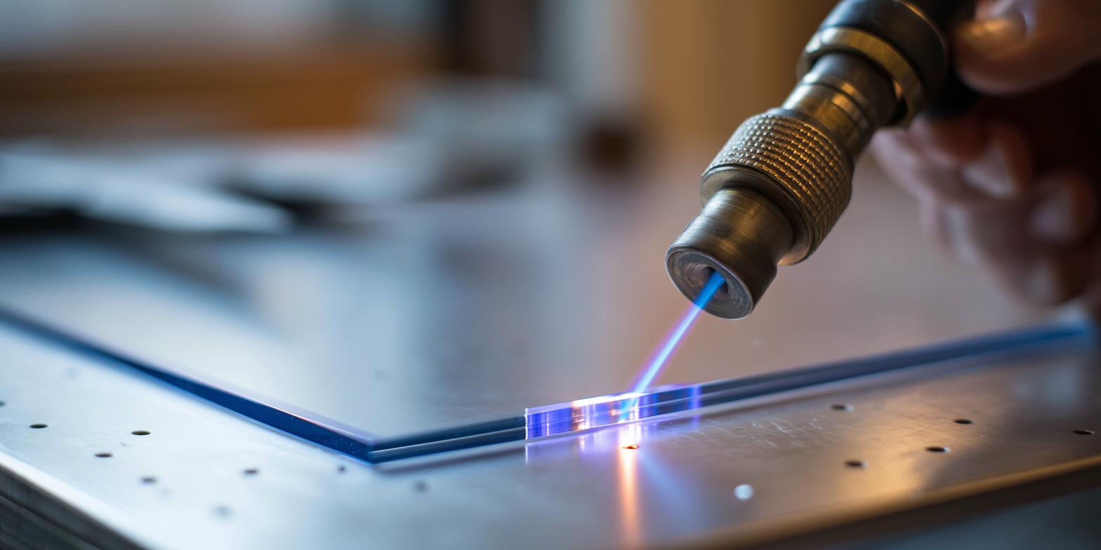 Acrylglas-Kante flammpolieren mit Acetylen-Flamme
