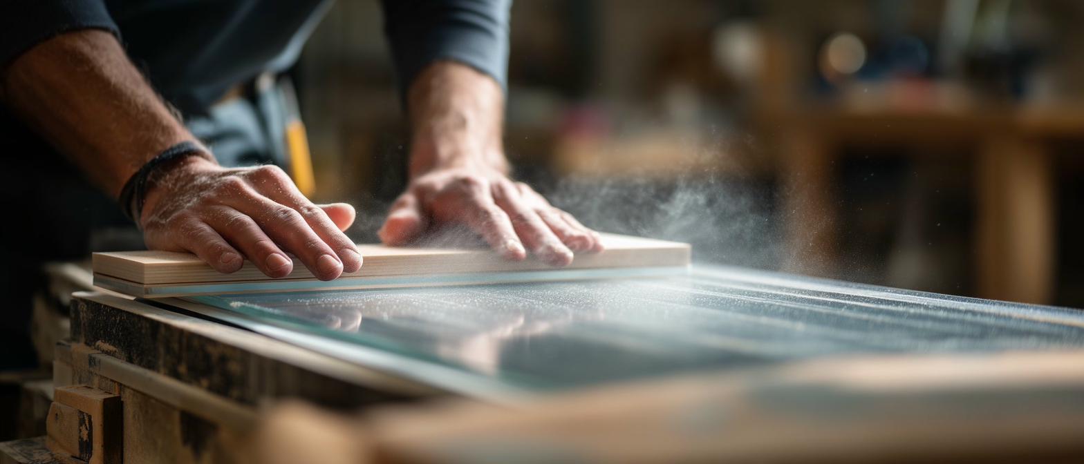 Acrylglas nass schleifen an der Bandschleifmaschine