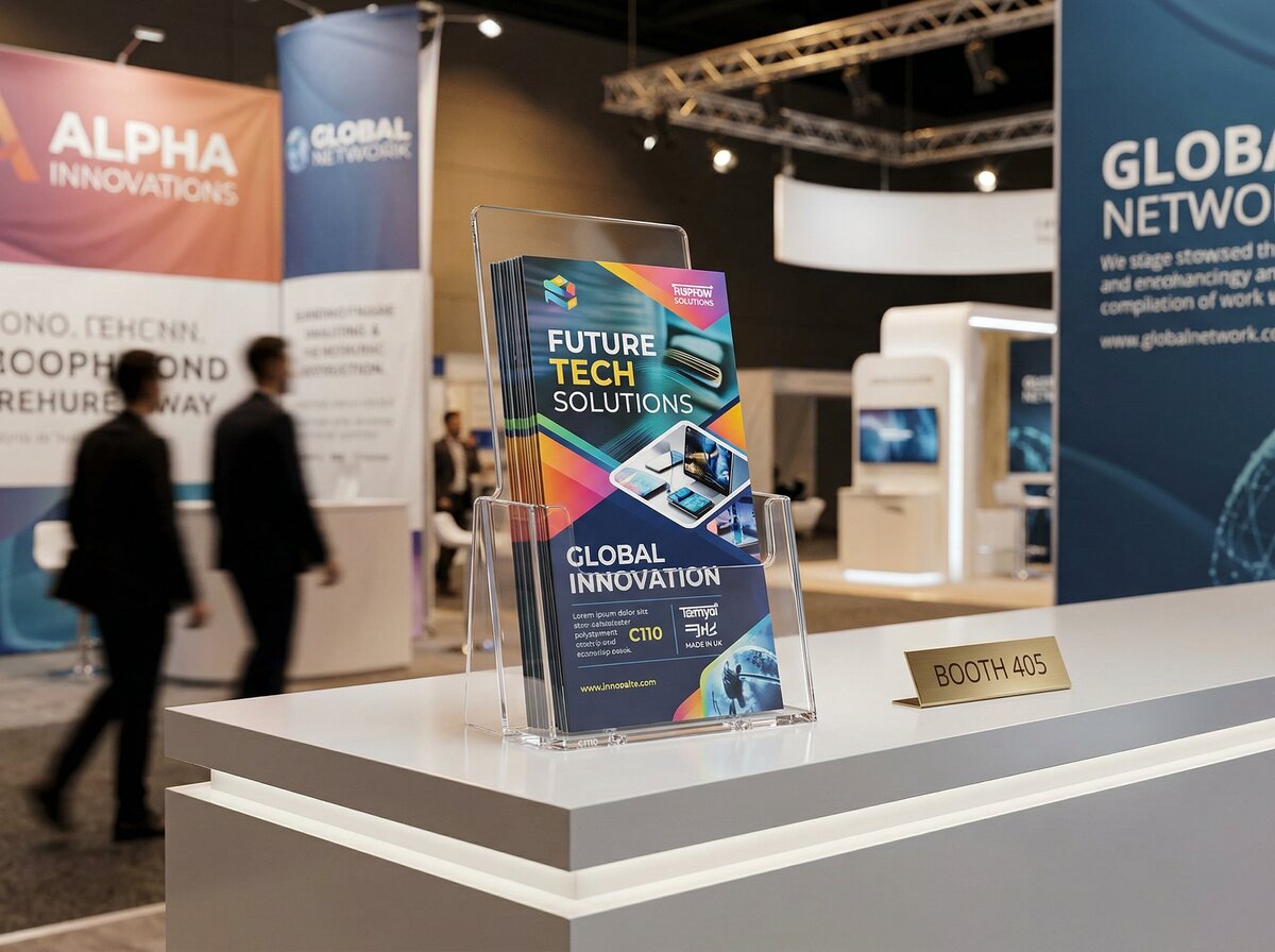 Taymar Prospektständer C110 auf einem professionellen Messestand