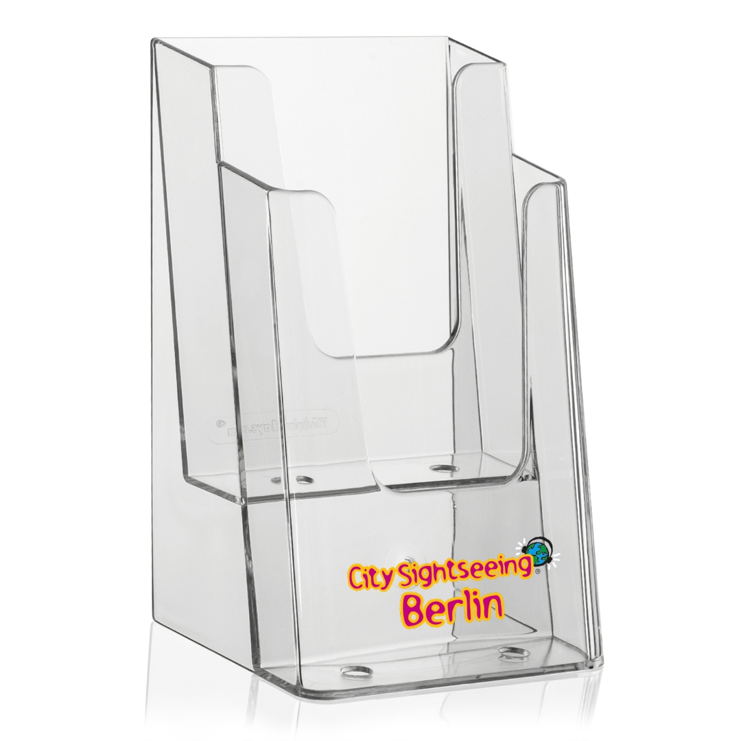 Platzierungstemplate für einen bedruckten Prospektständer NE-120 mit zwei Etagen