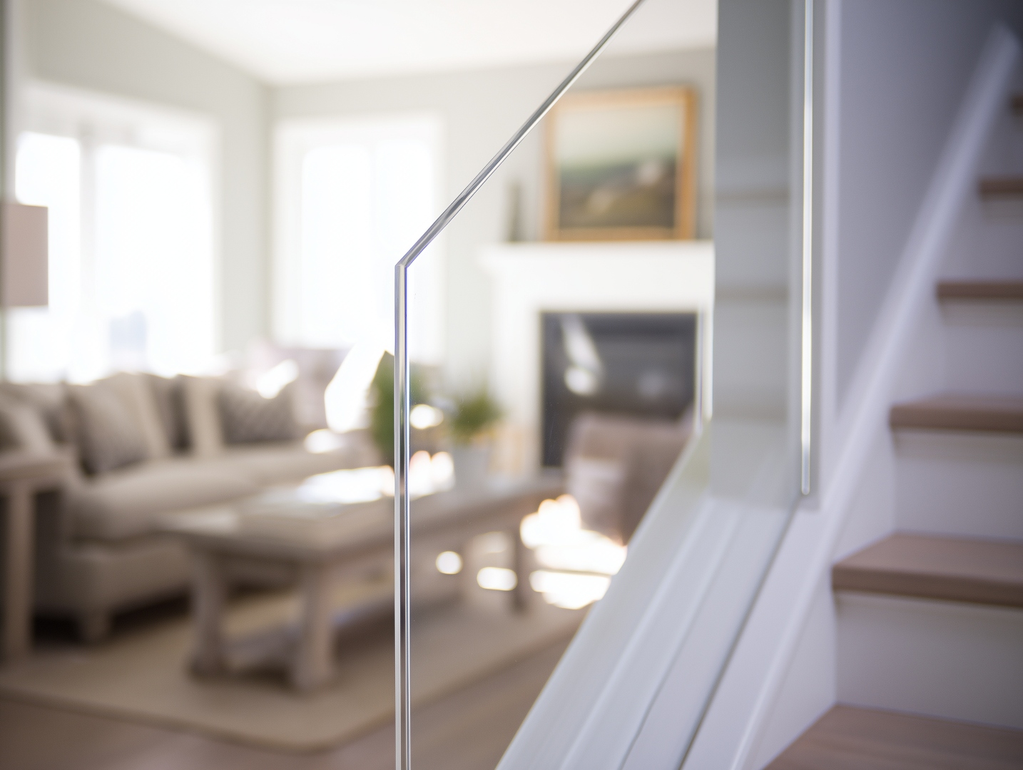 Treppengeländer aus transparentem Acrylglas in einem modernen Wohnhaus – Sicherheit und Eleganz