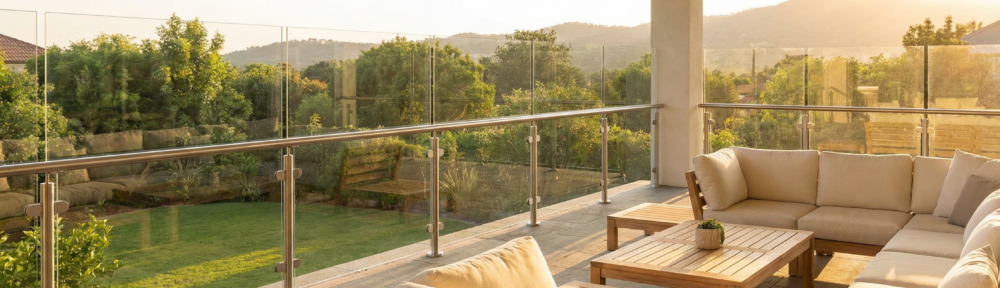 Plexiglas Windschutz Terrasse - moderner transparenter Acrylglas Windschutz