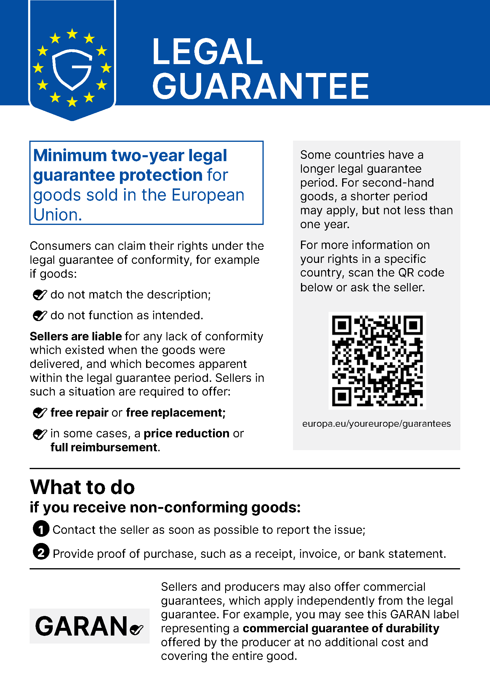 EU harmonised legal guarantee notice