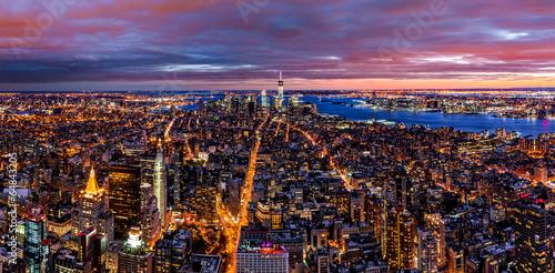 Aerial New York panorama at dusk