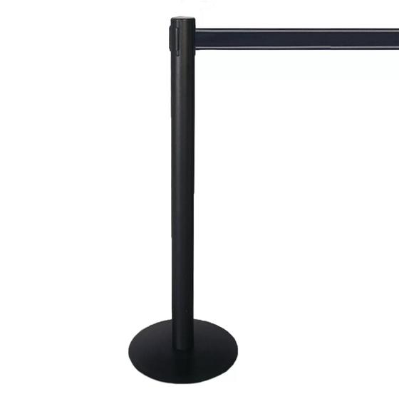 Absperrpfosten mit Gurtband bis 2 m in schwarz, Aluminium schwarz eloxiert, Aufbaumaterial liegt bei