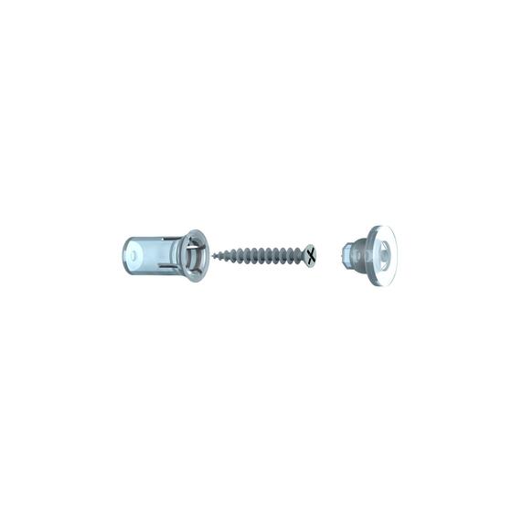 Abstandhalter mit Klebe-Klick-System ø 20 x 30 mm, 500er-Gebinde, für Glasschilder und bedruckte Platten