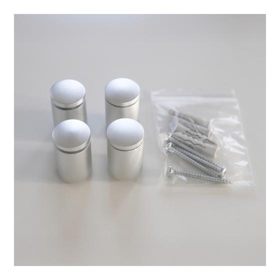 Abstandhalter mit Schraubsystem ø 18 x 18 mm in Silber, 4er-Set, für Glasschilder und bedruckte Platten
