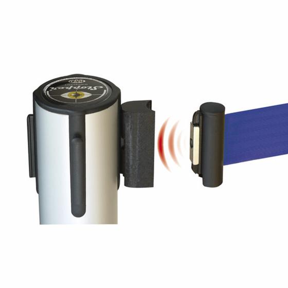 Anti-Panik-Adapter für Absperrgurte in Schwarz, gibt das Gurtende unter Druck frei, für alle Stopper-Serien