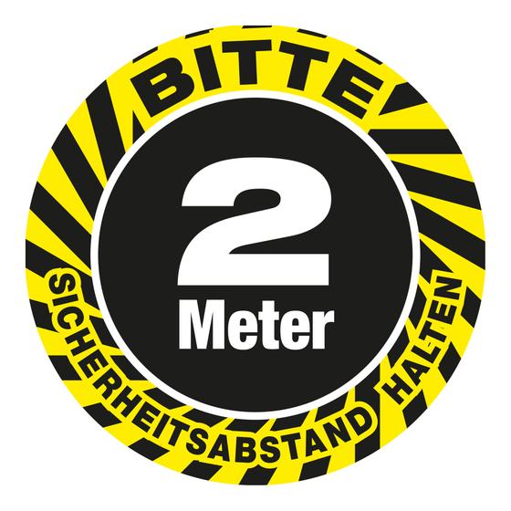 Bodenschild als Wartepunkt und Leitsystem „2.0 Meter Sicherheitsabstand halten“ (30 x 30 cm)