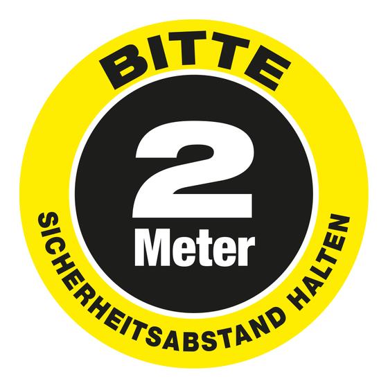 Bodenschild als Wartepunkt „Bitte 2.0 Meter Sicherheitsabstand halten“ (30 x 30 cm) gelb