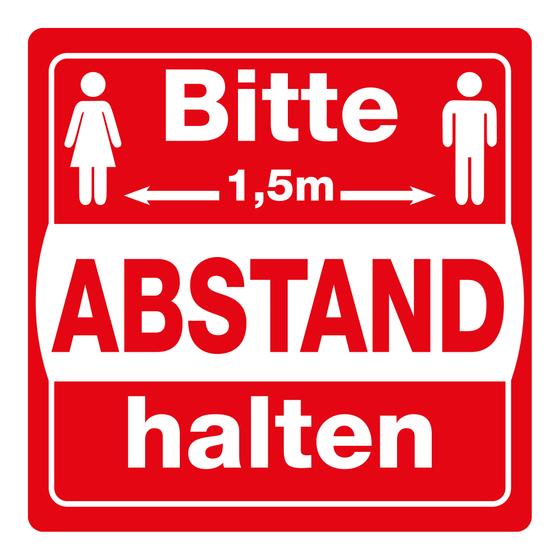 Boden- Wand Hinweisschild als Aufkleber „Bitte 1.5 Meter Abstand halten“ (30 x 30 cm) rutschfest