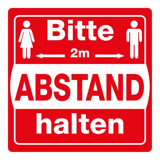 Wand Boden Hinweisschild als Aufkleber „Bitte 2.0 Meter Abstand halten“ (30 x 30 cm) rutschfest