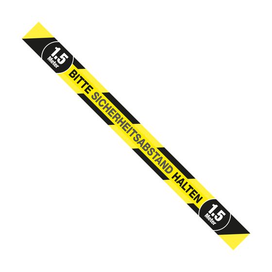 Bodenmarkierungs-Band als Hinweisschild „Bitte 1.5 Meter Sicherheitsabstand halten“ (100 x 8 cm)
