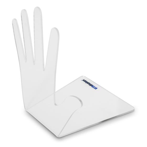 PLEXIGLAS® Hand als Designer Buchstütze in 13.5 x 15 x 20.5 cm