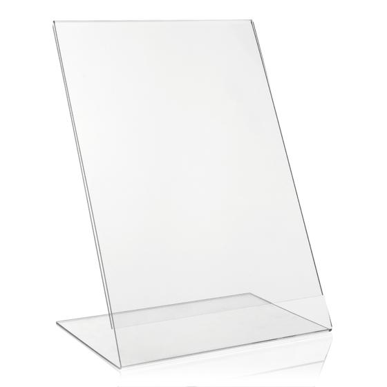 DIN A3 Werbeaufsteller, L-Ständer und Tischaufsteller, glasklarer Acrylglas-Aufsteller aus original PLEXIGLAS®