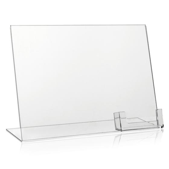 DIN A4 advertising stand / landscape + visi. tray