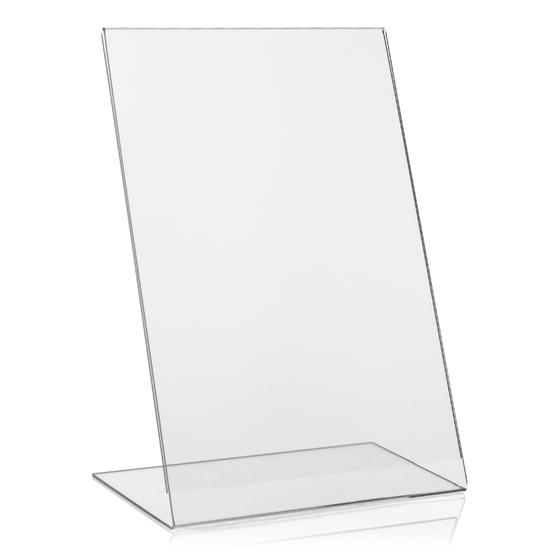 DIN A4 Werbeaufsteller L-Ständer als Tischaufsteller, Acrylglas-Aufsteller aus original PLEXIGLAS®
