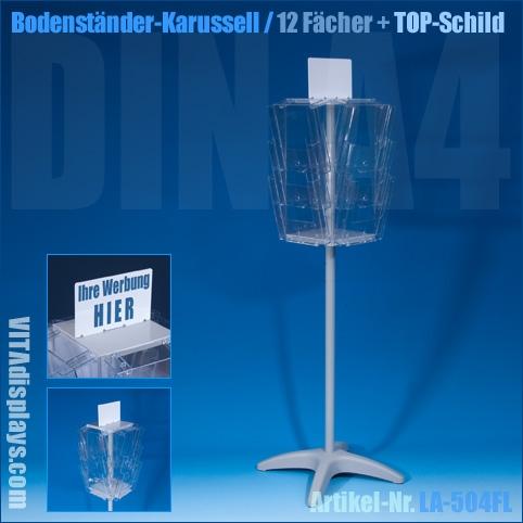 DIN A4 Boden-Prospektständer 12 Fächer (drehbar)