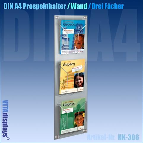 Wall brochure holder in DIN A4 format (3 trays)