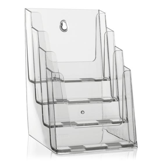 DIN A5 Tisch-Prospektständer mit 4 Etg. (Transparent)