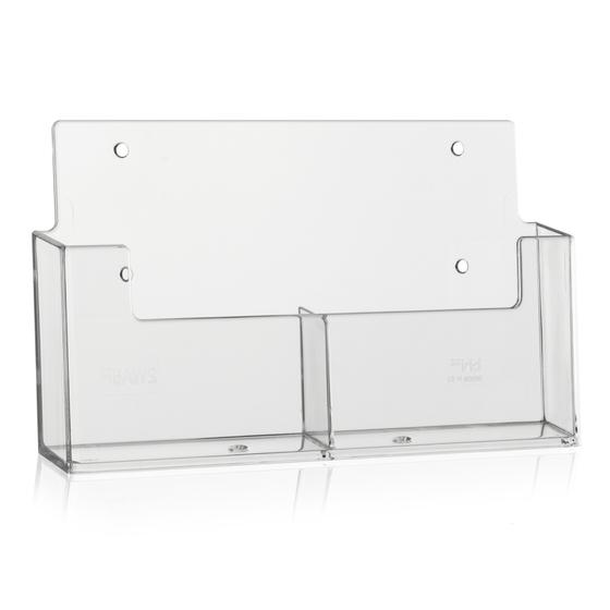 DIN A6 Prospekthalter / 2 Fächer / Wandmontage