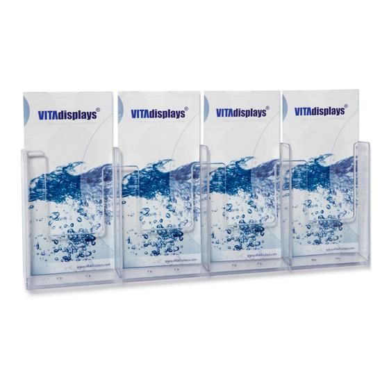 DIN long DL (1/3 A4) wall brochure holder with four trays