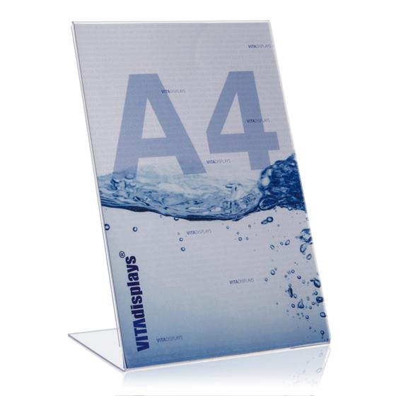PLEXIGLAS® L-Ständer DIN A4 Werbeaufsteller als Tischaufsteller, Aufsteller aus original Acrylglas