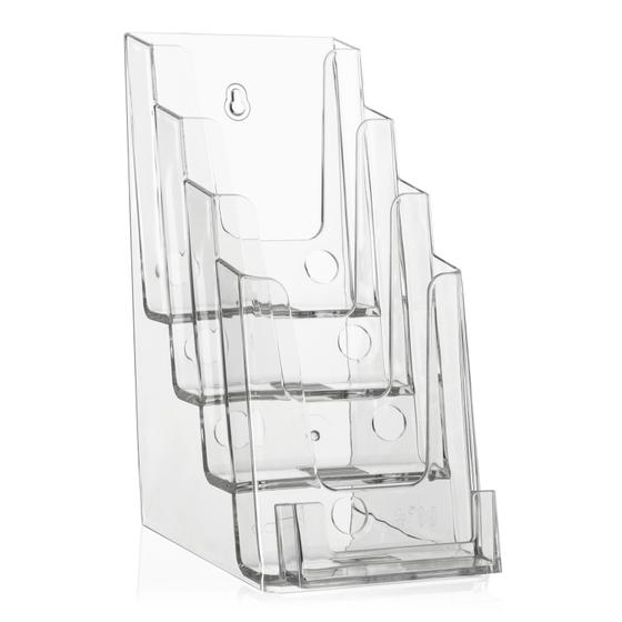 DL brochure rack / 4 shelves + visi. tray