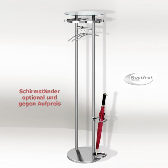 Edelstahl Garderobe CAMBRIDGE mit satinierter Hutablage