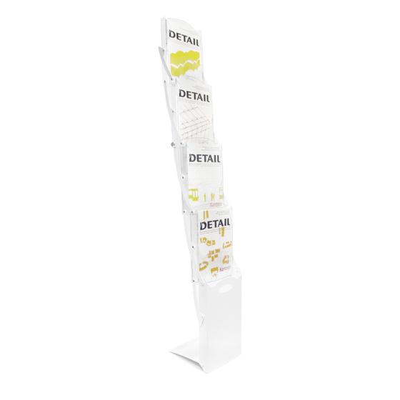 Faltbarer Prospektständer Real-Zip weiss / 4 x DIN A4 mit Tasche