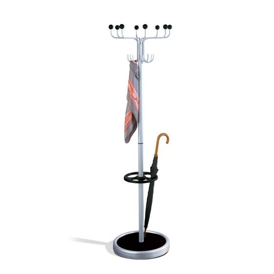 Classic coat rack RONDO in aluminium silver / black