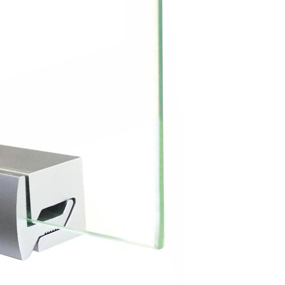 Glasplatte für Clamper-Halter 200 x 400 mm, Sicherheitsglas 4 mm, geklemmt statt gebohrt