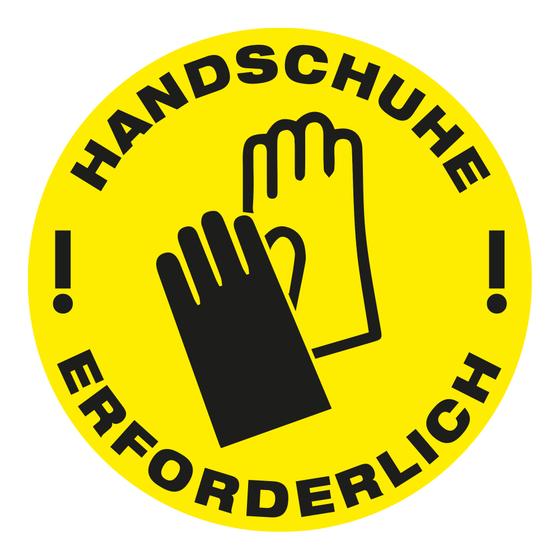 Bodenschild als Hinweis-Aufkleber „Handschuhe erforderlich“ aus rutschfestem Vinyl (30 x 30 cm)