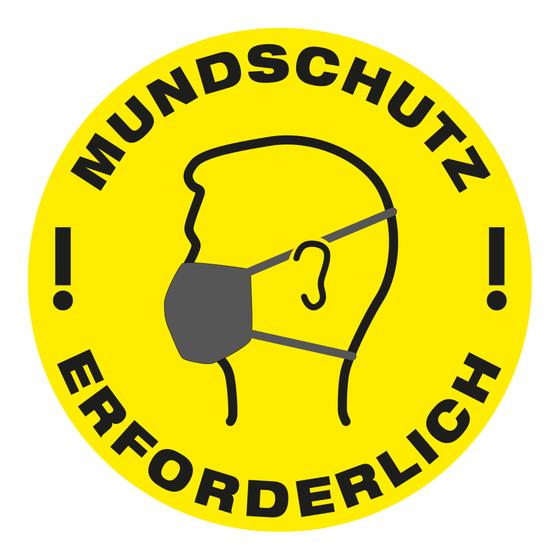 Schild Aufkleber Hygiene Hinweis „Mundschutz erforderlich“ für Boden oder Wand (30 x 30 cm)