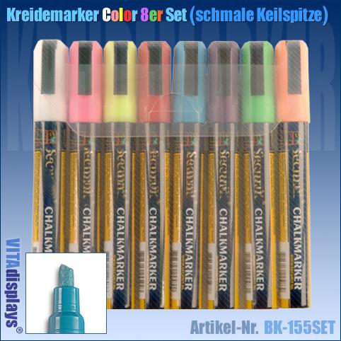 Kreidemarker / COLOR 8er SET (schmale Keilspitze, 2-6mm)