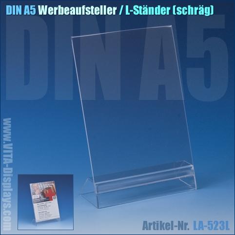 DIN A5 Werbe-Aufsteller / L-Ständer (schräg)