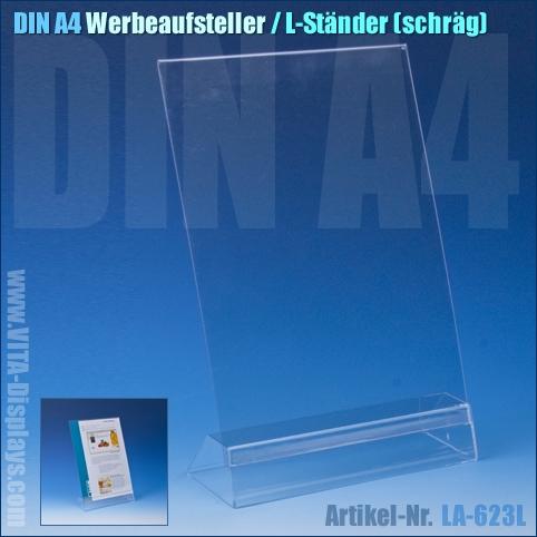 DIN A4 Werbe-Aufsteller / L-Ständer (schräg)