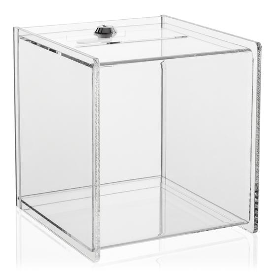 Spendenbox PLEXIGLAS® abschließbar (15x15x15cm)