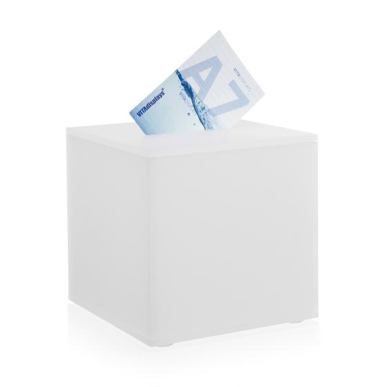 Losbox - Aktionsbox aus original PLEXIGLAS® (20x20 cm) satiniert