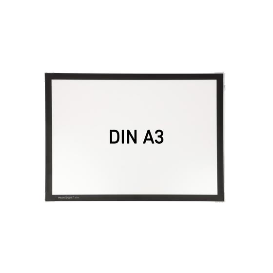 Plakatrahmen A3 mit Magnetverschluss in anthrazit, Frontfolie abnehmbar, hoch oder quer montierbar