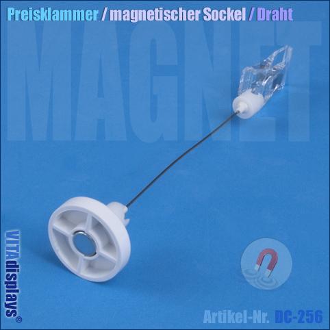 Preisklammer mit Magnet-Sockel / Verbindungsdraht lang
