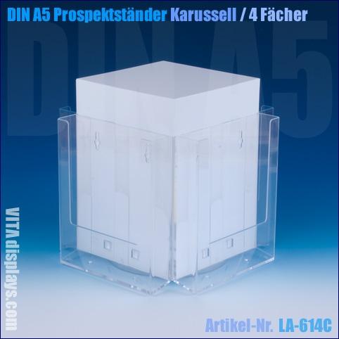 DIN A5 Prospektständer Drehsäule, drehbar (4 Fächer)